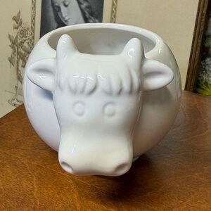 White Ceramic Cow Planter Succulent Toothpicks 4”